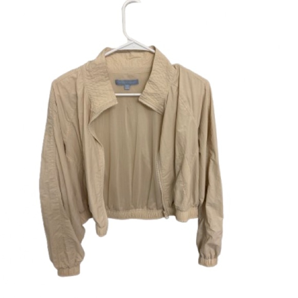 ANTONIO MELANI Tan Bomber Jacket with Ribbed Cuffs